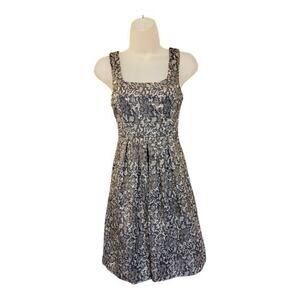 Studio Y Black Lace on nude underlay print pattern mini dress Empire waist